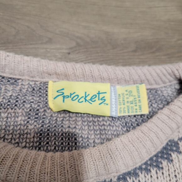 Vintage Sprockets Sweater Men Extra Large Beige USA Made Golf Dad Preppy Casual - Picture 3 of 7